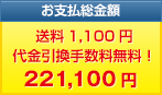 お支払総金額　送料1,100円 代金引換（現金）手数料無料！221,100円